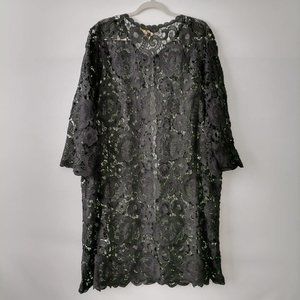 NWT Pure West & Pure Vintage Womens Black Open Crochet Lace Cover Up Size XL